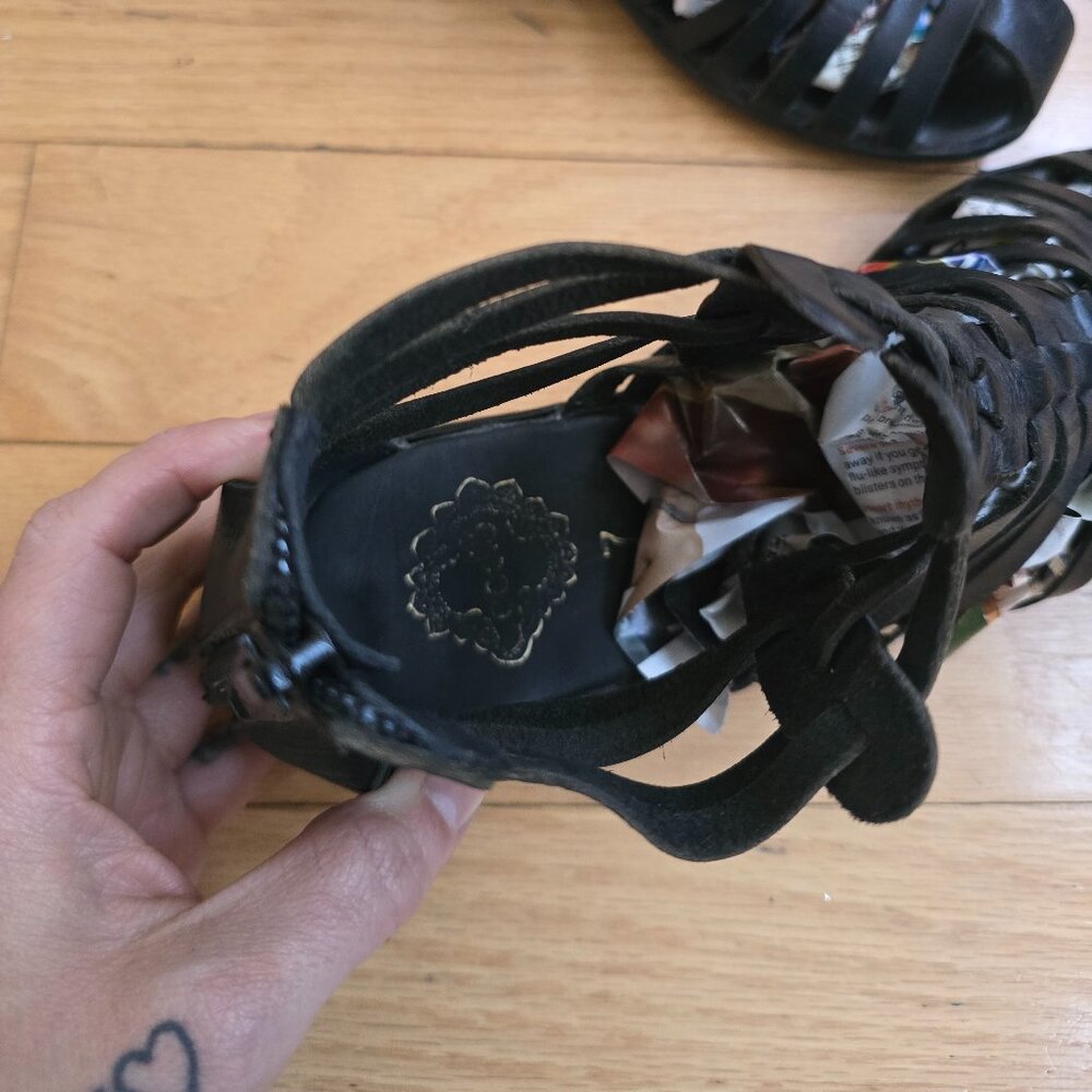 minimalist black leather boho gladiator sandals | WMS 7 - Picture 6 of 10